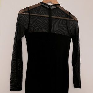 Mesh Sleeves Black Dress